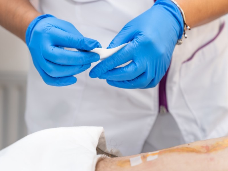 Bandage für Wundverband in einer Klinik.