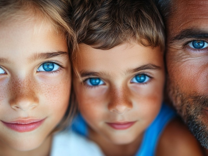Familie mit blauen Augen. (KI-generiert)