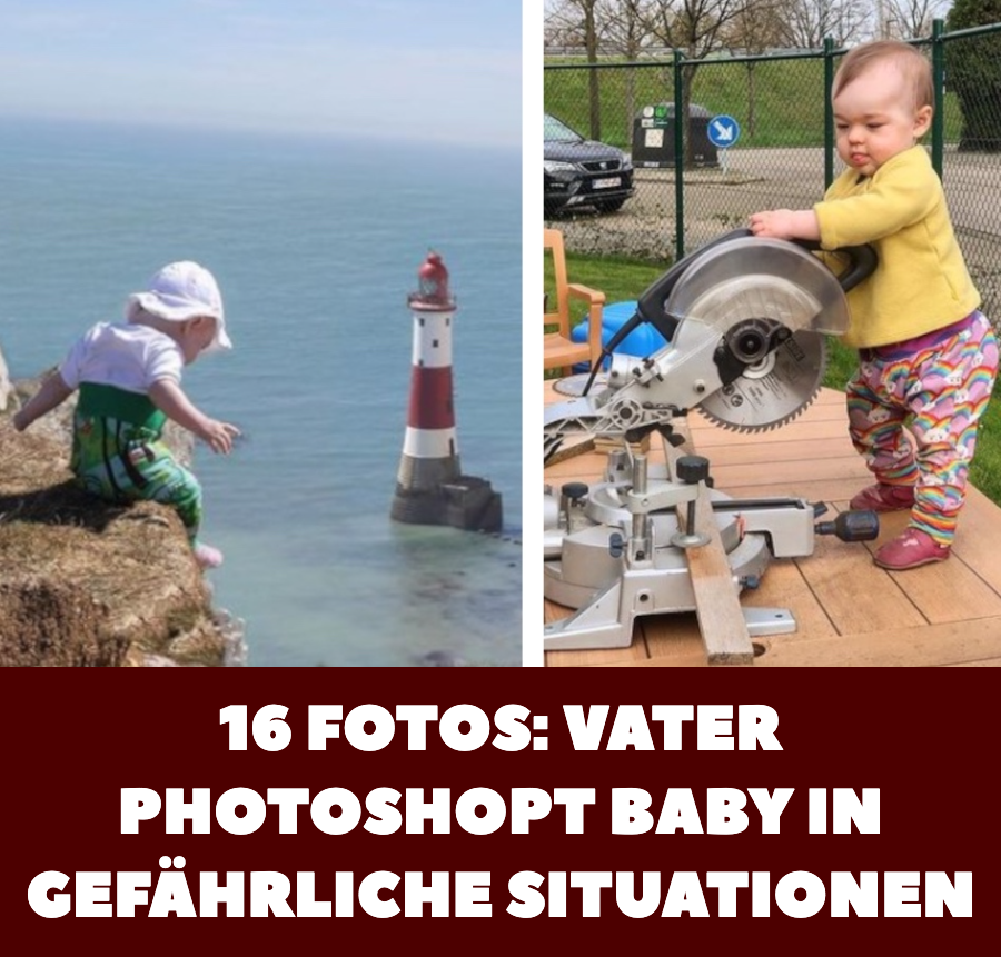 16 Fotos: Vater photoshopt Baby in gefährliche Situationen