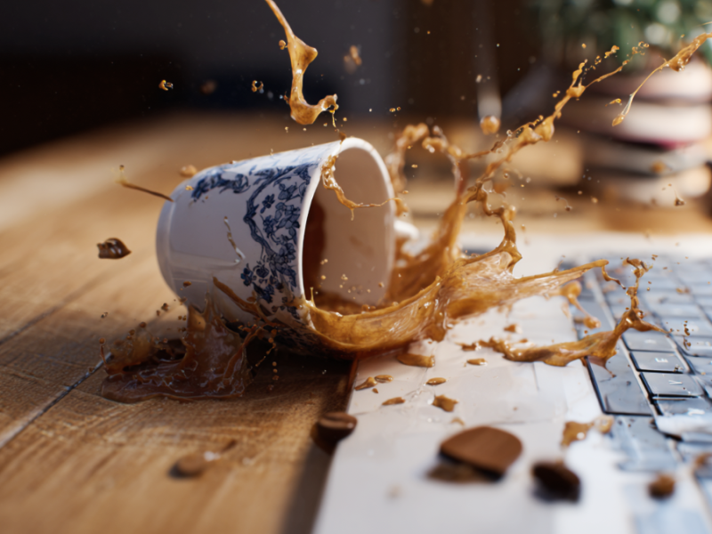 Verschütteter Kaffee. (KI-generiert)