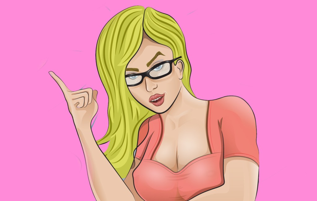 Illustration einer jungen, blonden Frau mit Brille