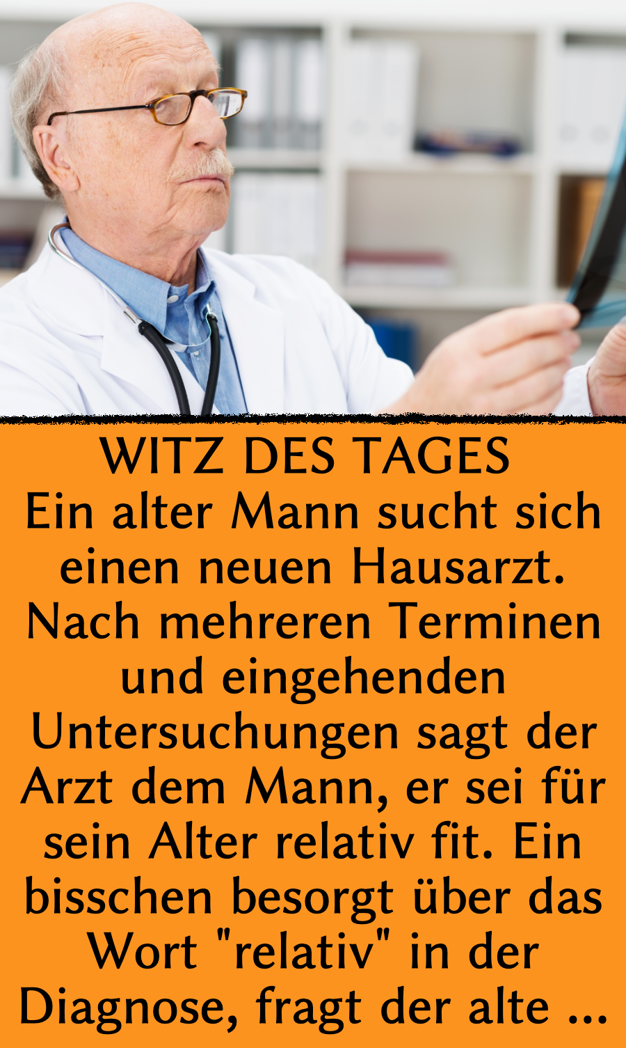 Witz des Tages: Alter Mann besorgt über Diagnose