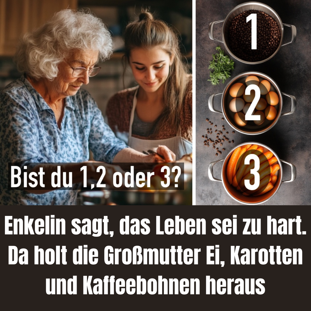 Oma macht Enkelin mit Karotten-Ei-Kaffeebohnen-Gleichnis sprachlos